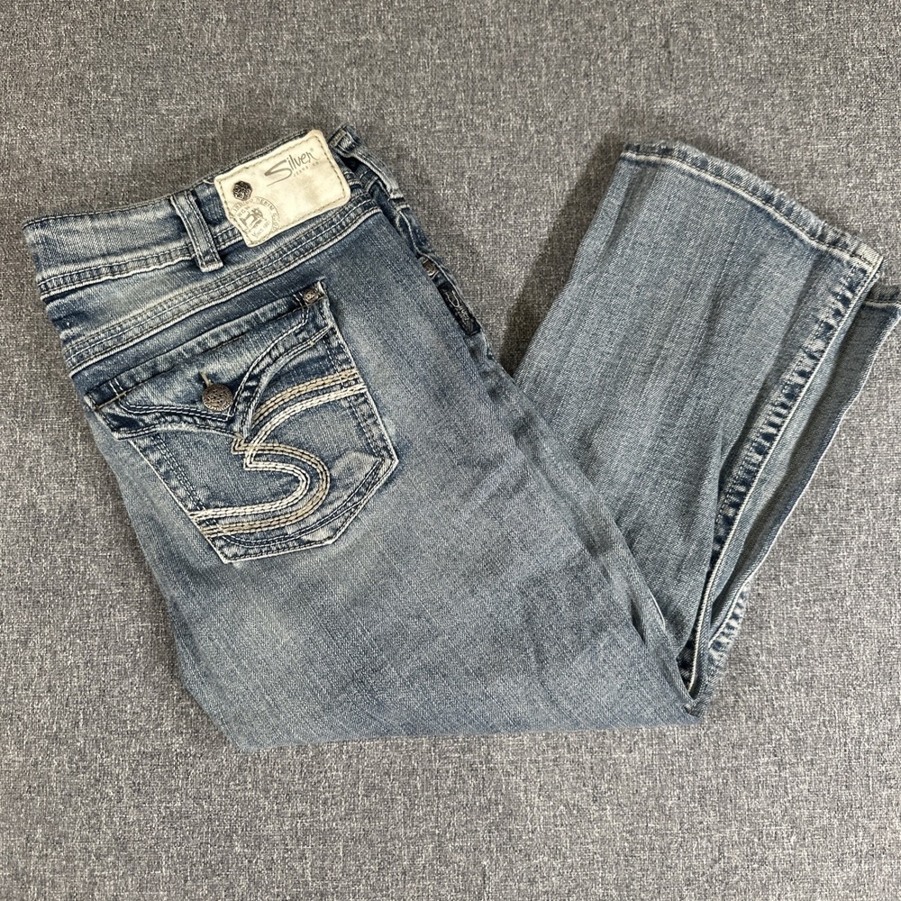 Silver Jeans McKenzie Capri Womens 31x19 Light Wash Stretch Denim Jeans Y2K